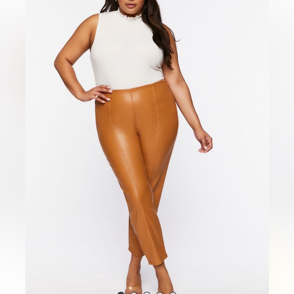 Camel faux leather leggings